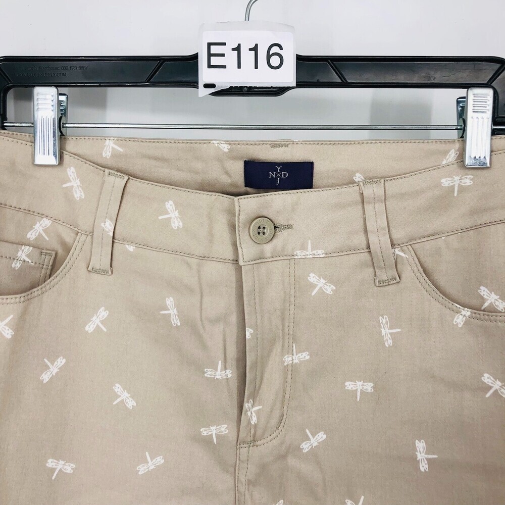 NYDJ Women's Beige Dragonfly Print Cotton 5-Pocket Stretch Ankle Pants Size 10 - Picture 3 of 7